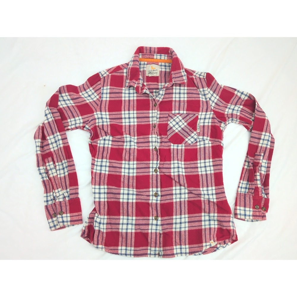 Women's Flannel Shirt Field & Stream Lightweight Plaid Red Multicolor Size Small